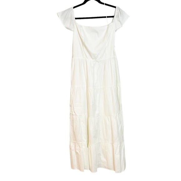 Reformation Derek Short Sleeve White Midi Dress Size 12 New - Picture 1 of 9
